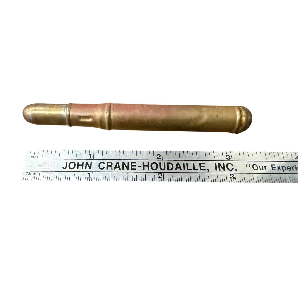 Vintage Brass Lipstick Tube Case Bullet Style Antique Vanity Makeup Accessory